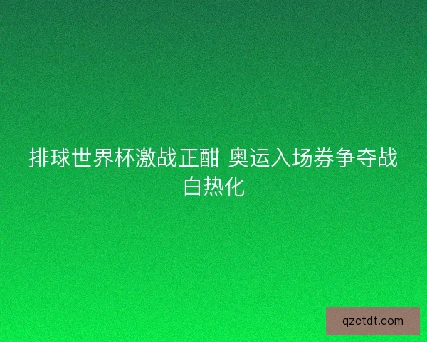 排球世界杯激战正酣 奥运入场券争夺战白热化