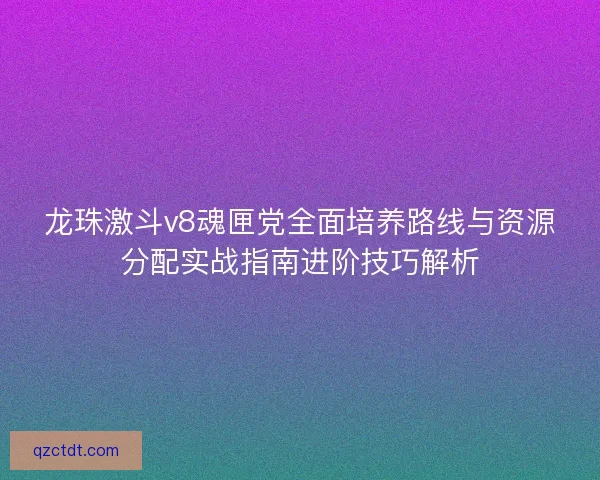 龙珠激斗v8魂匣党全面培养路线与资源分配实战指南进阶技巧解析
