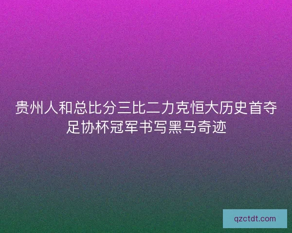 贵州人和总比分三比二力克恒大历史首夺足协杯冠军书写黑马奇迹